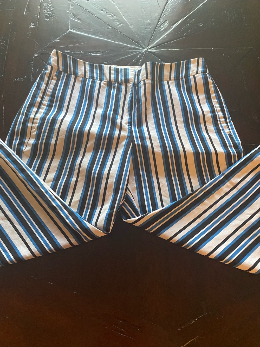 Striped Blue & White Cropped Pants